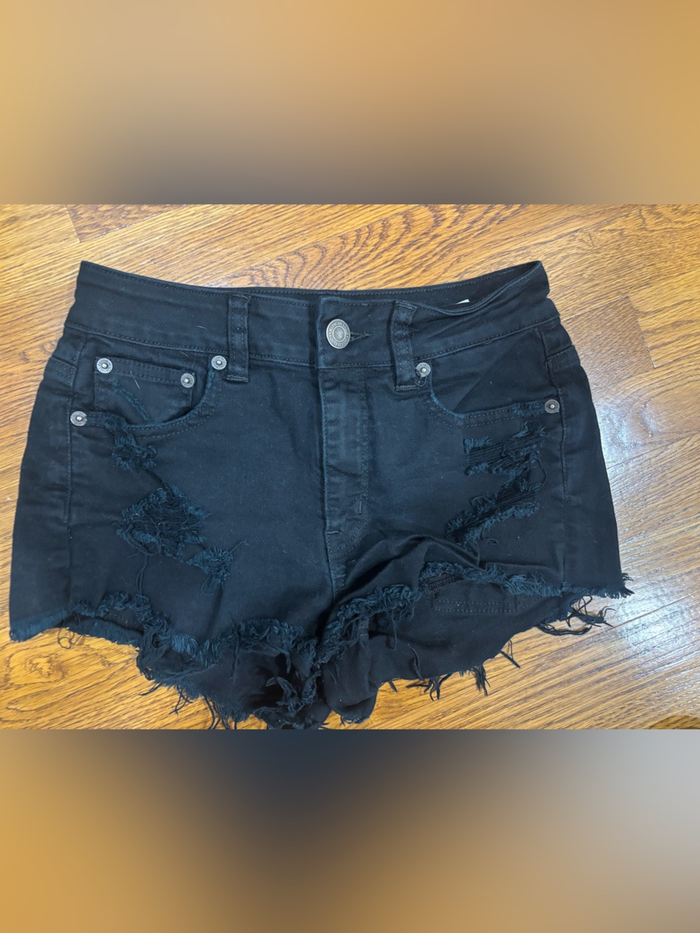 American Eagle Outfitters Black Distressed Jean Shorts